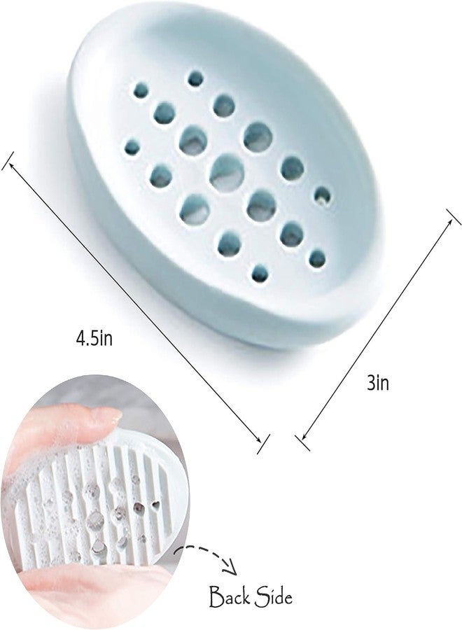 Potency صينية صابون بوتنسي، قطعتان، طبق صابون سيليكون متعدد الاستخدامات مع فرش، حامل صابون ذاتي التصريف لصابون القوالب، للاستحمام، حوض الحمام، المطبخ (أزرق) - Image 3